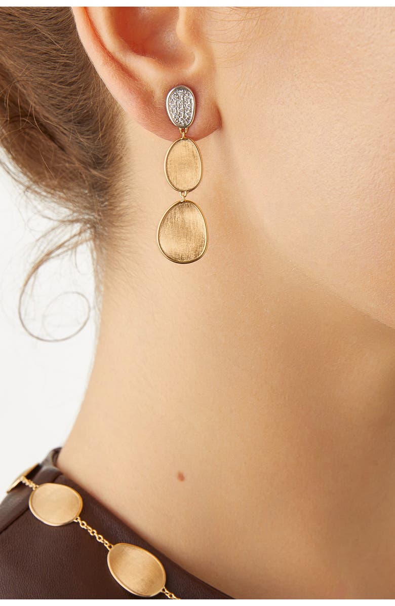 Marco Bicego Lunaria Diamond Drop Earrings, Alternate, color, Yellow Gold
