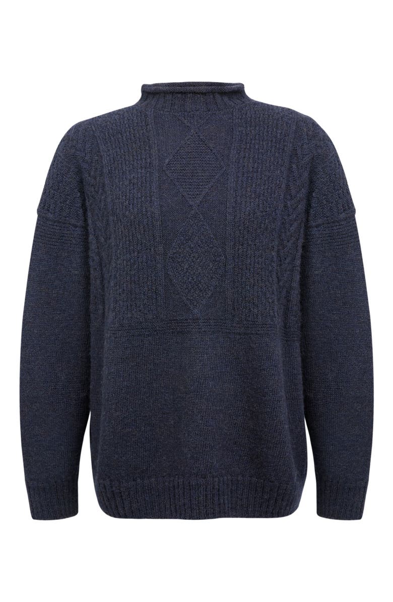 Celtic & Co. British Wool Gansey Sweater, Alternate, color, Navy