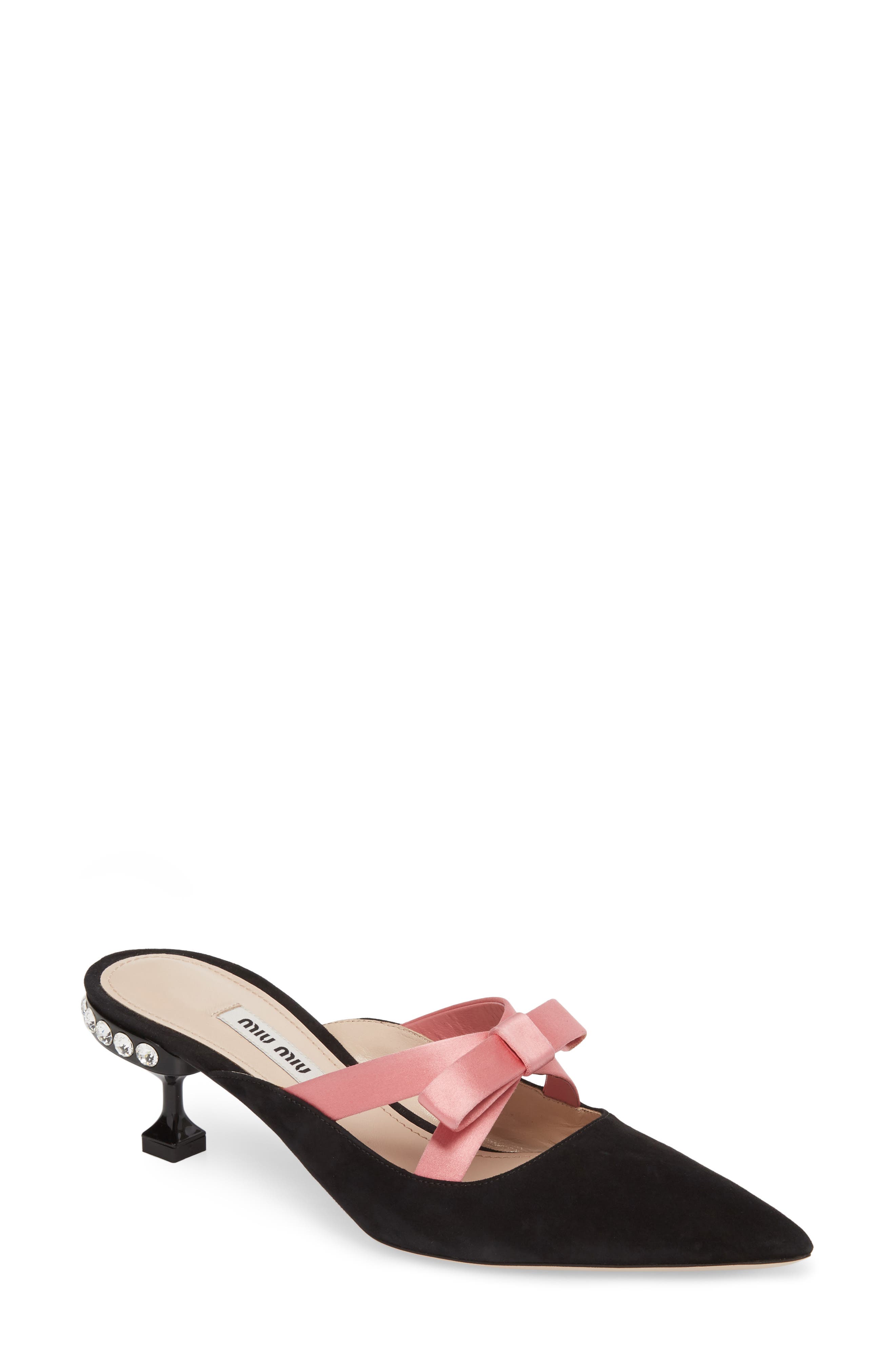 Miu Miu Bow Pointy Toe Mule, Main, color, 