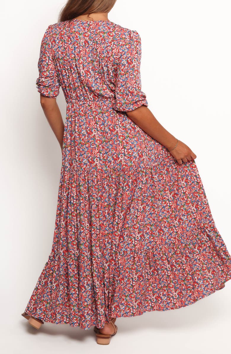Petal & Pup Kelda Floral Tiered Maxi Dress, Alternate, color, Blue Ditsy Floral