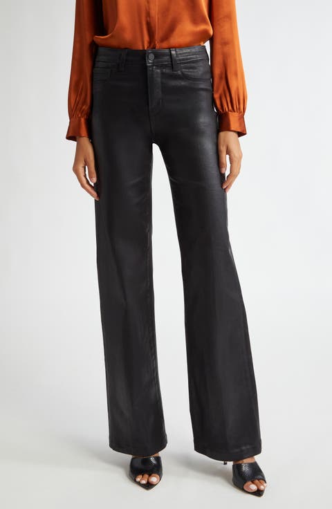 Clayton High Waist Wide Leg Pants (Noir Coated)