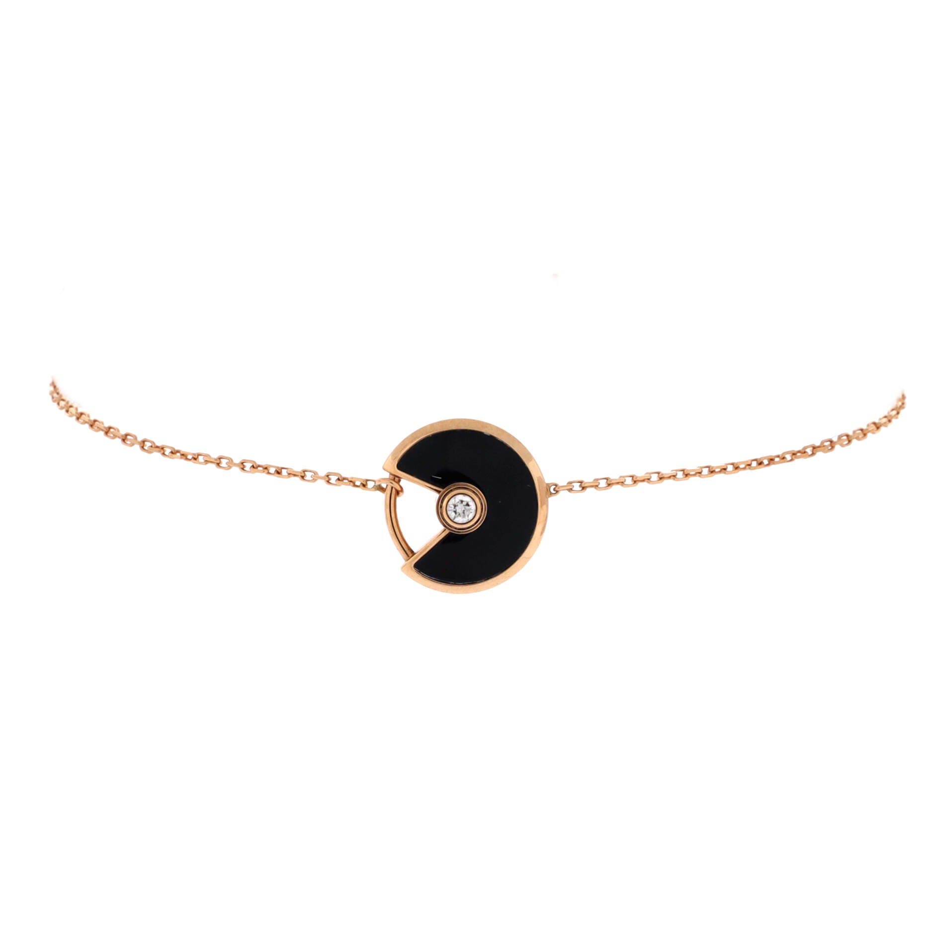 Amulette de Cartier Bracelet 18K Rose Gold with Diamond and Onyx XS, Main, color, Metallic Gold
