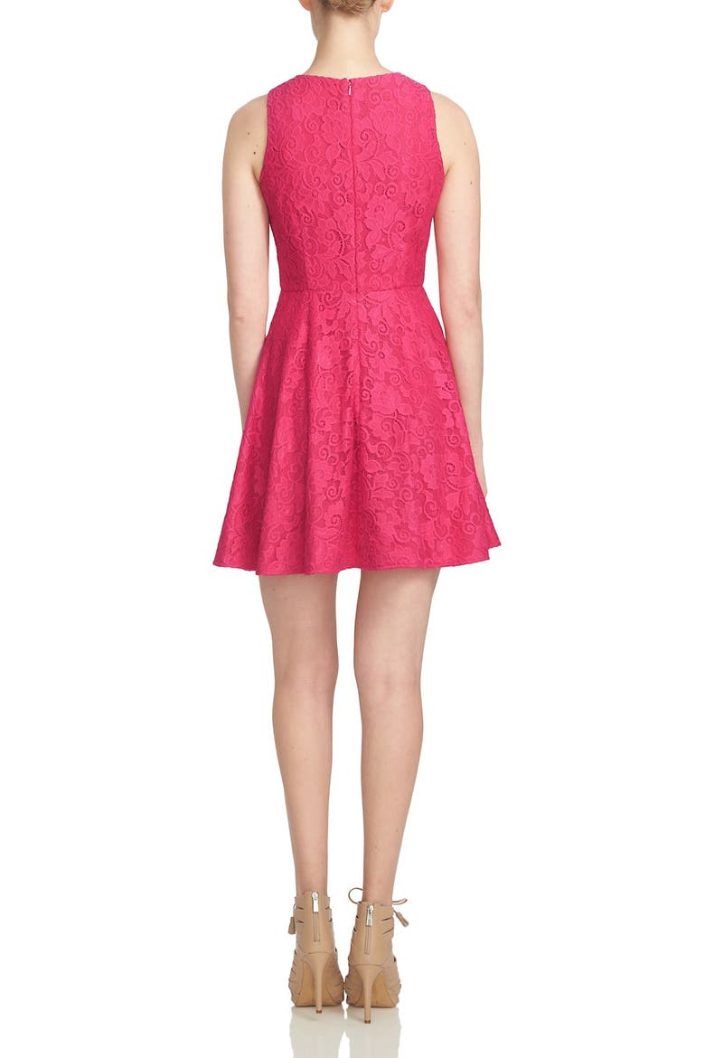 Lace Fit & Flare Dress, Alternate, color, ROSADO