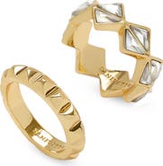 AllSaints Set of 2 Geometric Crystal Band Rings