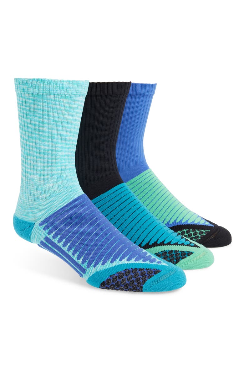 3-Pack Crew Socks, Main, color, BLACK/ WHITE/ BLUE