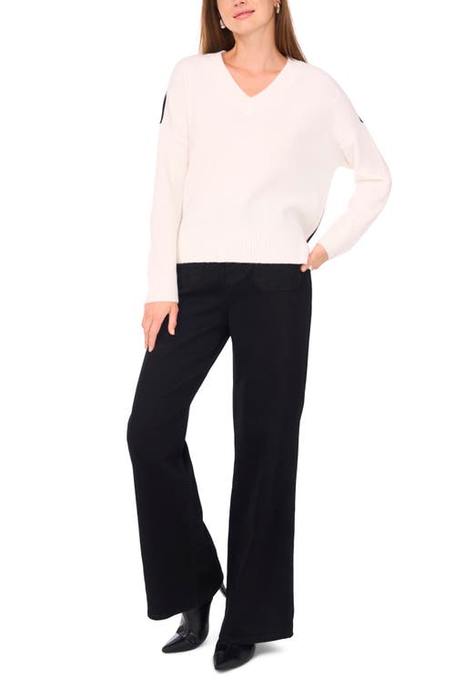 Vince Camuto Contrast High-low Sweater In White