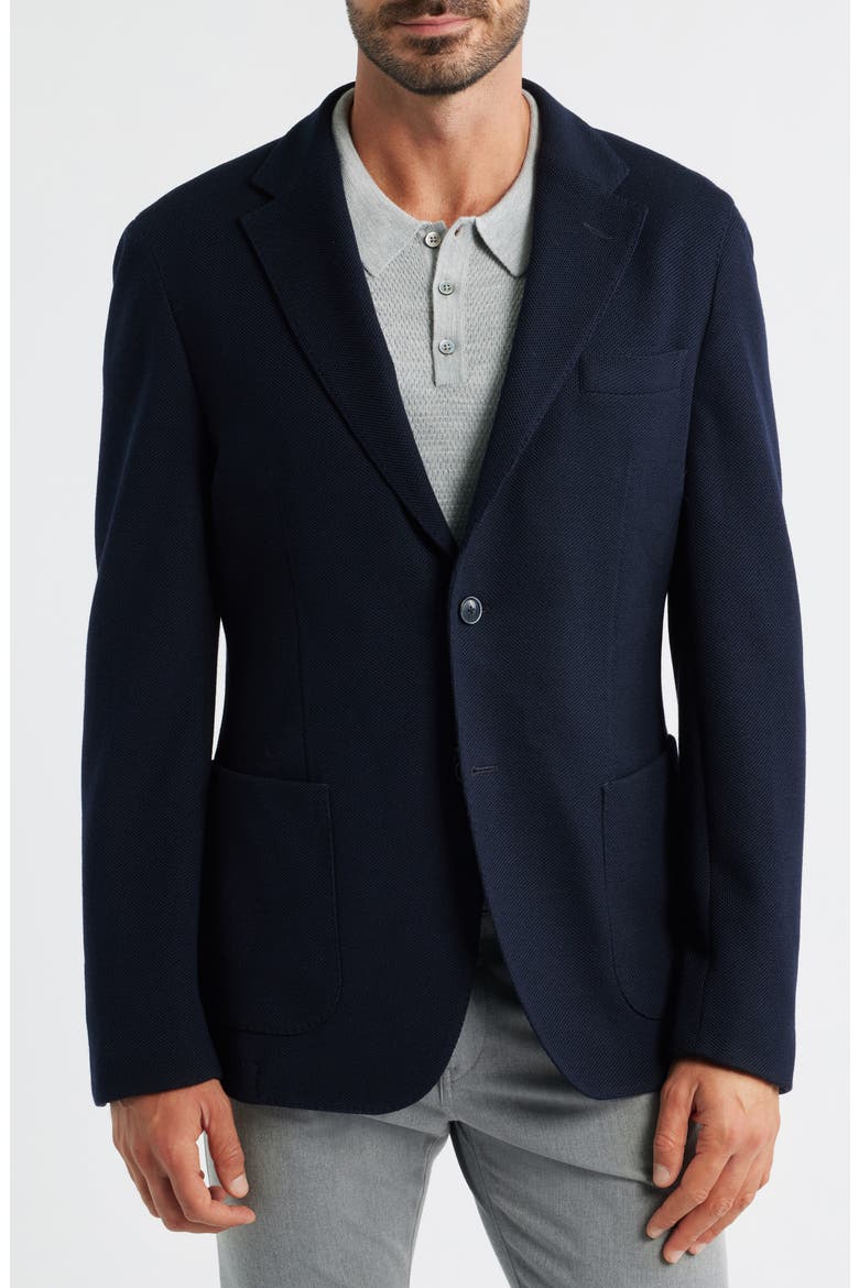 Heston Slim Fit Navy Textured Wool & Cotton Sport Coat, Alternate, color, DARK BLUE