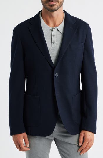 Heston Slim Fit Navy Textured Wool & Cotton Sport Coat