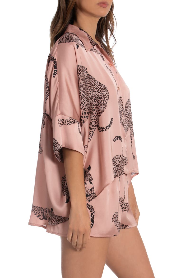 Print Satin Short Pajamas, Alternate, color, TAUPE