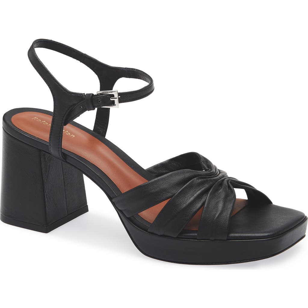 Reformation Maize Satin Platform Sandals In Black