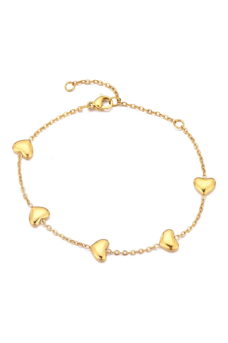 Polished Heart Station Bracelet, Main, color, GOLD
