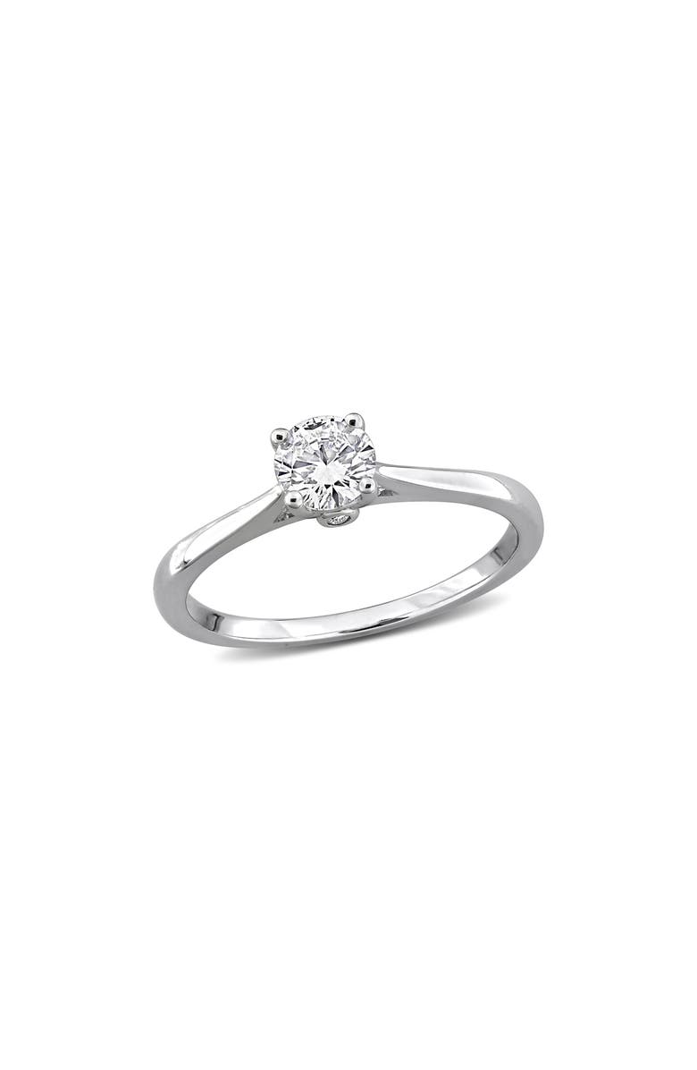 Created Forever Lab Grown Diamond Solitaire Ring, Main, color, Silver