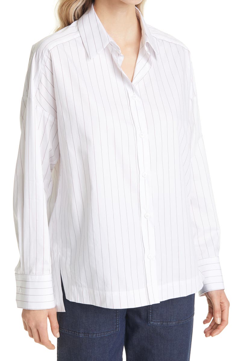 Max Mara Leisure Oversize Pinstripe Button-Up Shirt, Alternate, color, 