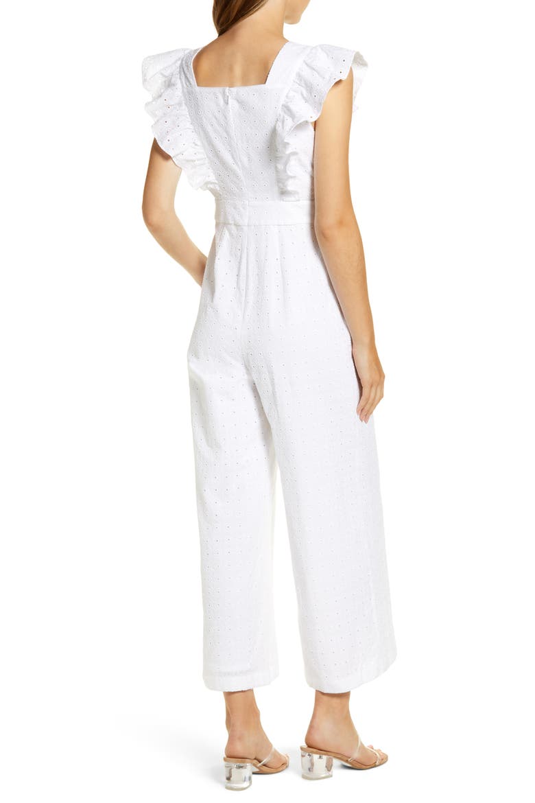 Ruffle Sleeve Lace Jumpsuit, Alternate, color, WHITE