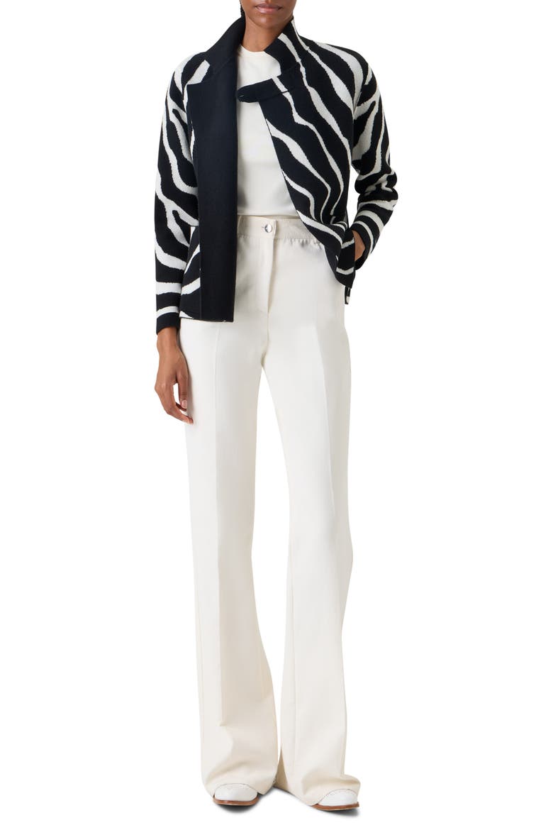 Zebra Stripe Reversible Cashmere Jacket, Alternate, color, BLACK-ECRU