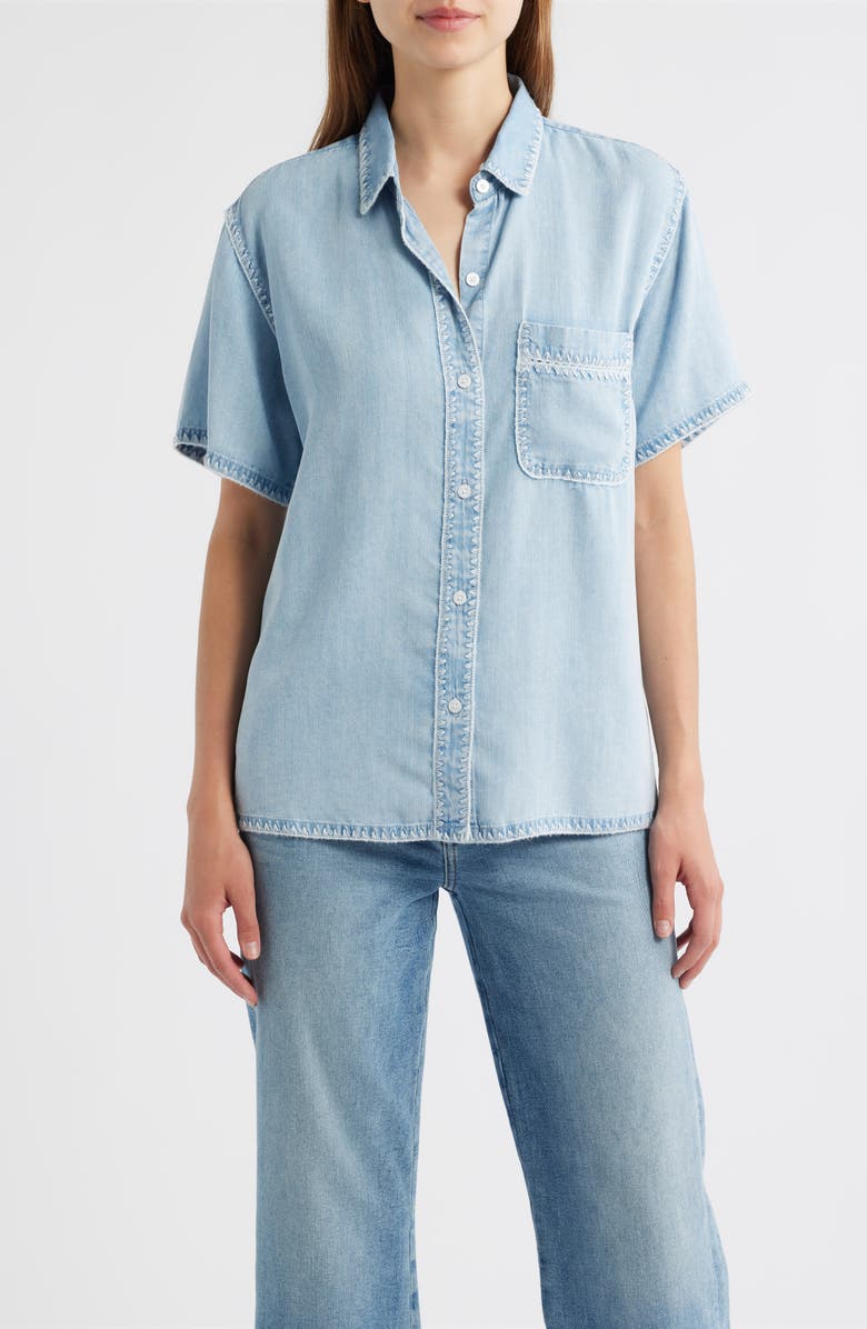 Rails Lea Stitch Accent Button-Up Shirt, Main, color, Medium Cloud Wash