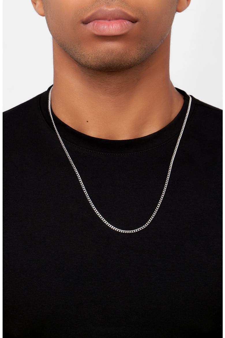 Men's Set of 2 Water Resistant Curb Chain Necklaces, Alternate, color, SILVER