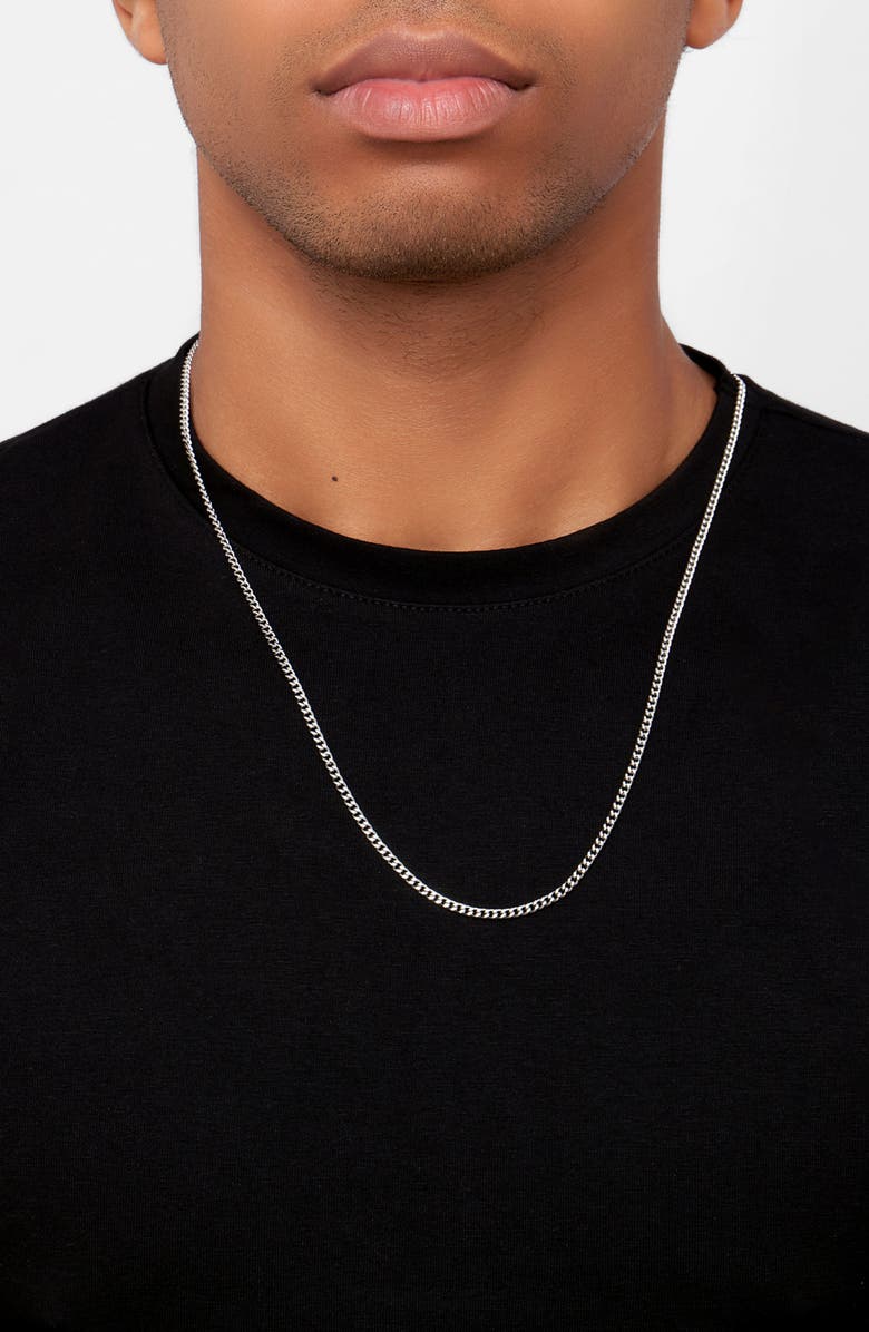 Adornia Men's Set of 2 Water Resistant Curb Chain Necklaces, Alternate, color, Silver