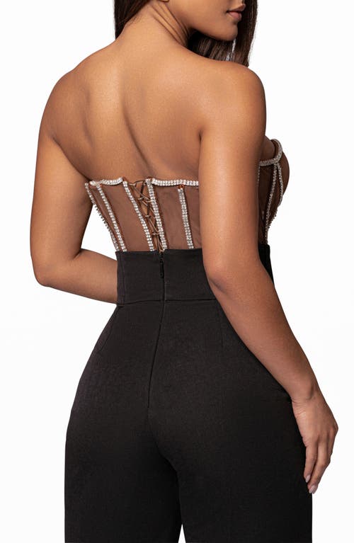 Jluxlabel Rhinestone Corset Top In Brown