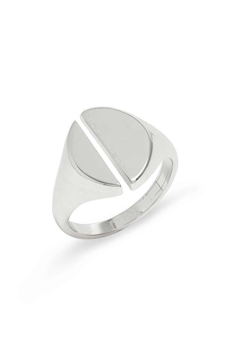 Open Signet Ring, Main, color, SILVER