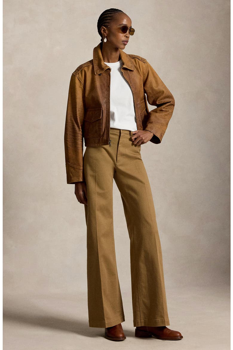 Beaton High Waist Stretch Cotton Twill Pants, Alternate, color, TAN