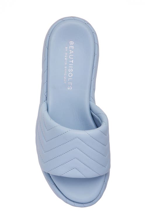 Beautiisoles Deedee Platform Slide Sandal In Sky Blue