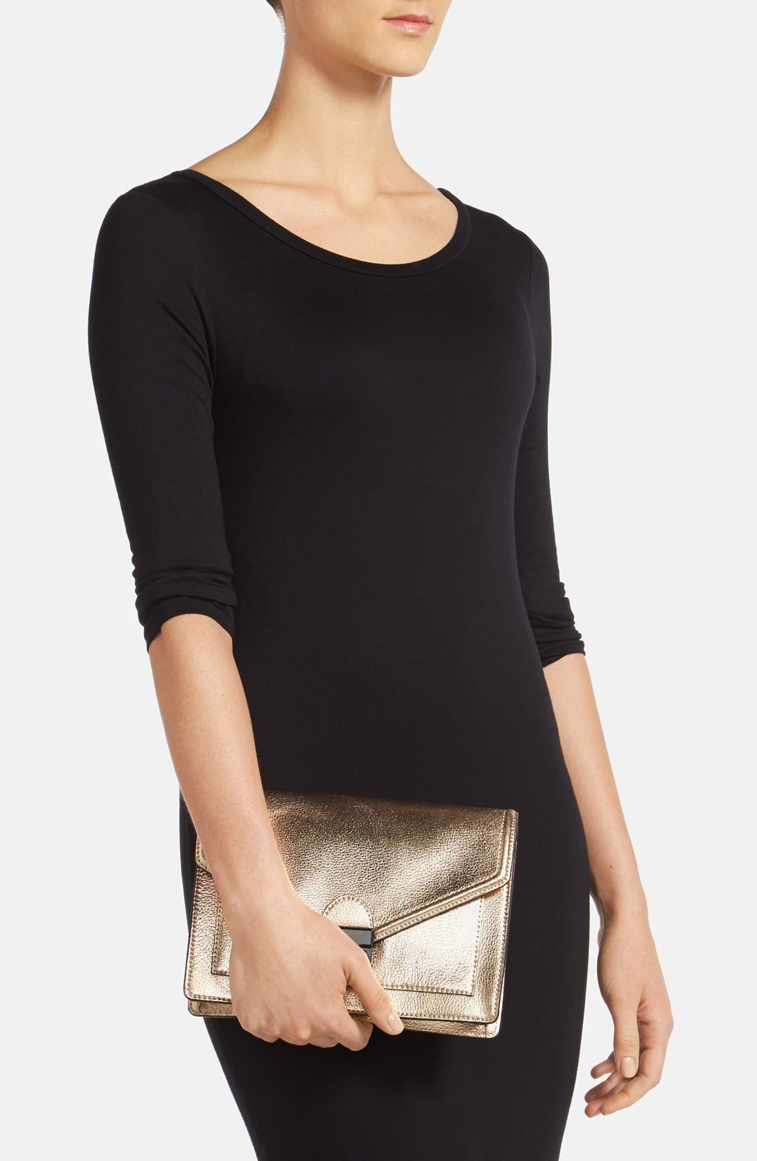 'Rider' Clutch, Alternate, color, PALE GOLD