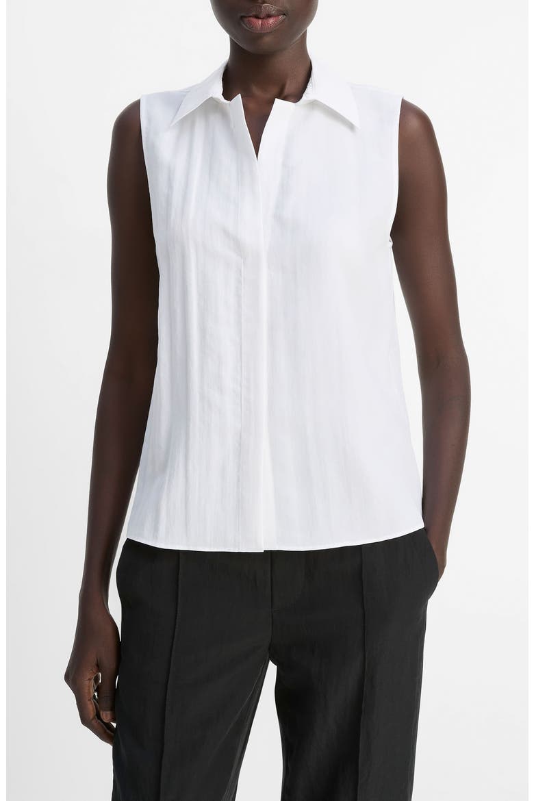 Boxy Sleeveless Button-Up Shirt, Main, color, OPTIC WHITE