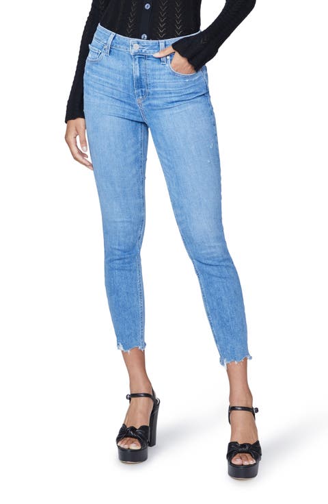 Hoxton Wavy Frayed Crop Skinny Jeans (Bliss Distressed)