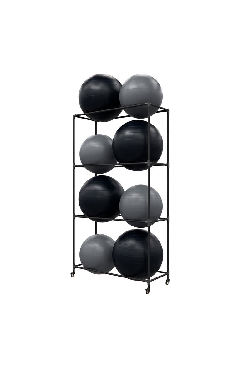 Stability Ball Rack - Metal Freestanding Rack Holds Up to 8 Balls, Alternate, color, Black