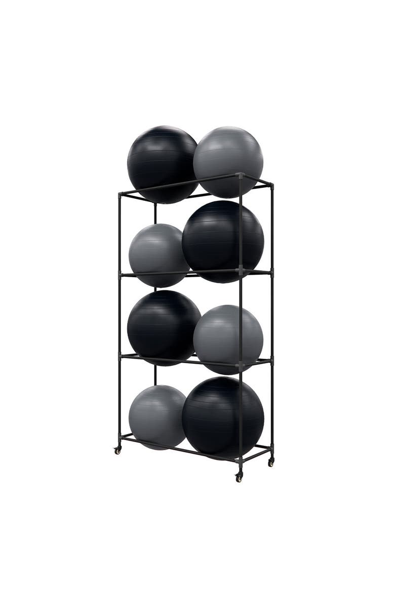 Power Systems Stability Ball Rack - Metal Freestanding Rack Holds Up to 8 Balls, Alternate, color, Black