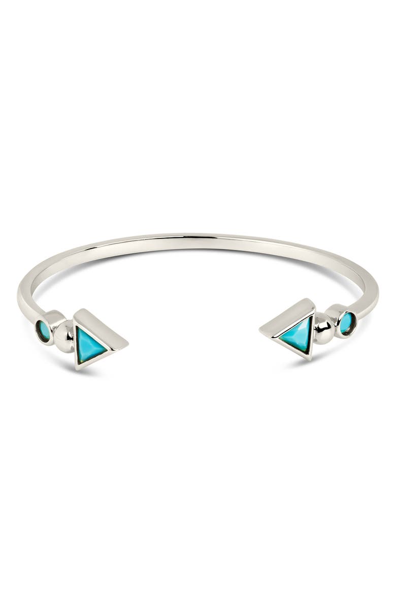 Sterling Forever Kalena Turquoise Open Cuff Bracelet, Main, color, Silver