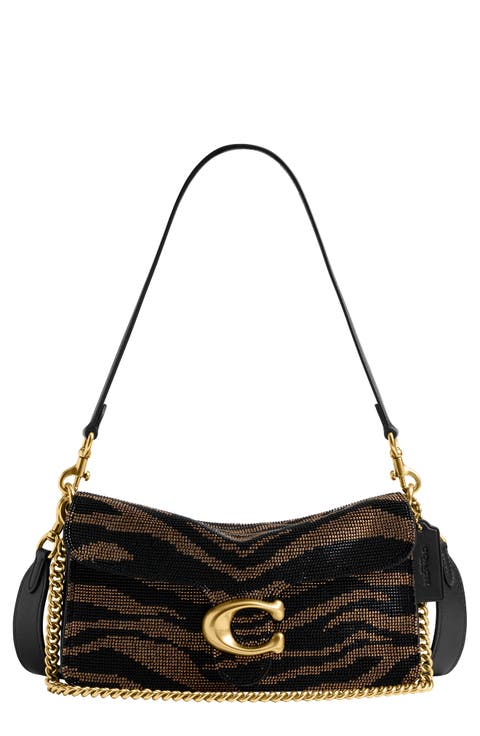 Tabby Beaded Tiger Stripe Shoulder Bag