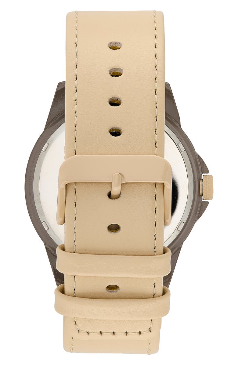 SPGBK Watches Iced Mocha Leather Strap Watch, 44mm, Alternate, color, Subtle Taupe