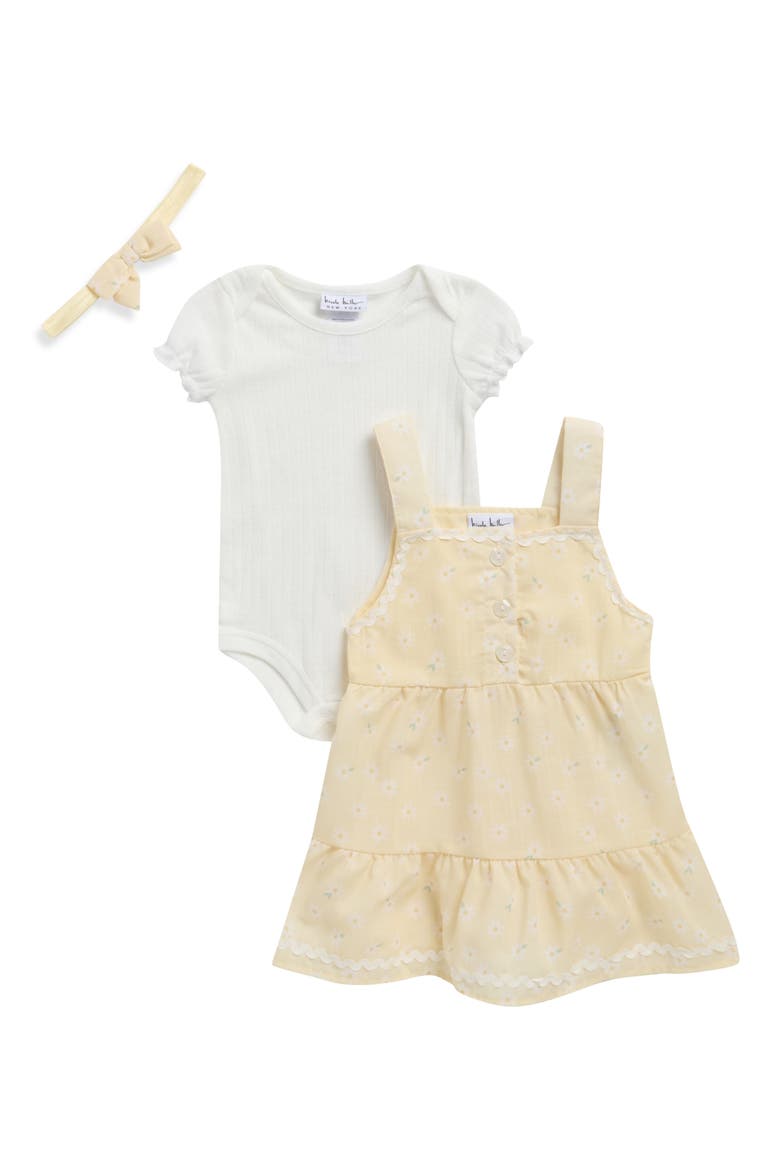 Pastel Floral Dress, Bodysuit & Headband Set, Main, color, ANISE FLOWER