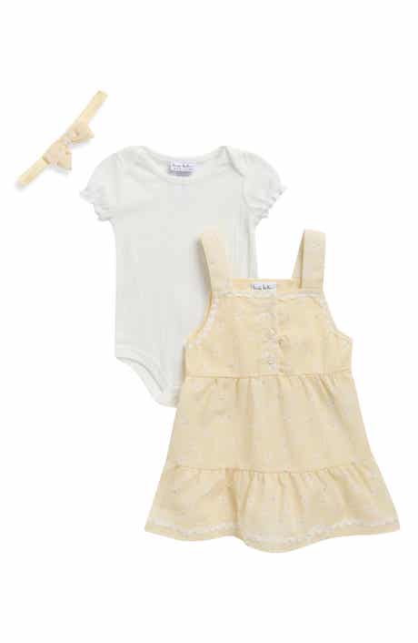 Nicole Miller Pastel Floral Dress, Bodysuit & Headband Set