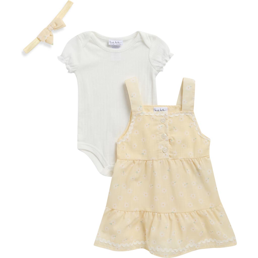 Nicole Miller Babies' Pastel Floral Dress, Bodysuit & Headband Set In Purple