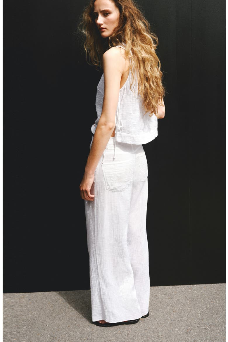Gauze Cotton Top, Alternate, color, WHITE