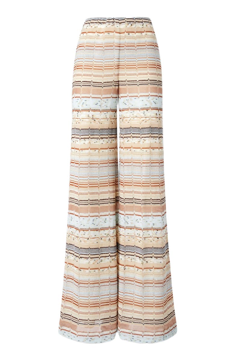 Missoni Viscose And Cotton Palazzo Trousers With Lamé Zigzag Fret, Alternate, color, Multicoloured