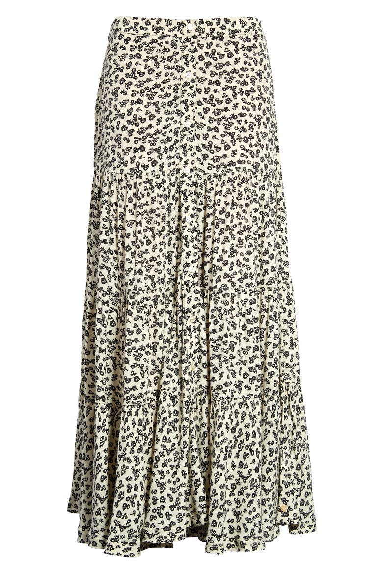 Tiered Button Front Midi Skirt, Alternate, color, 0591-COMBO L