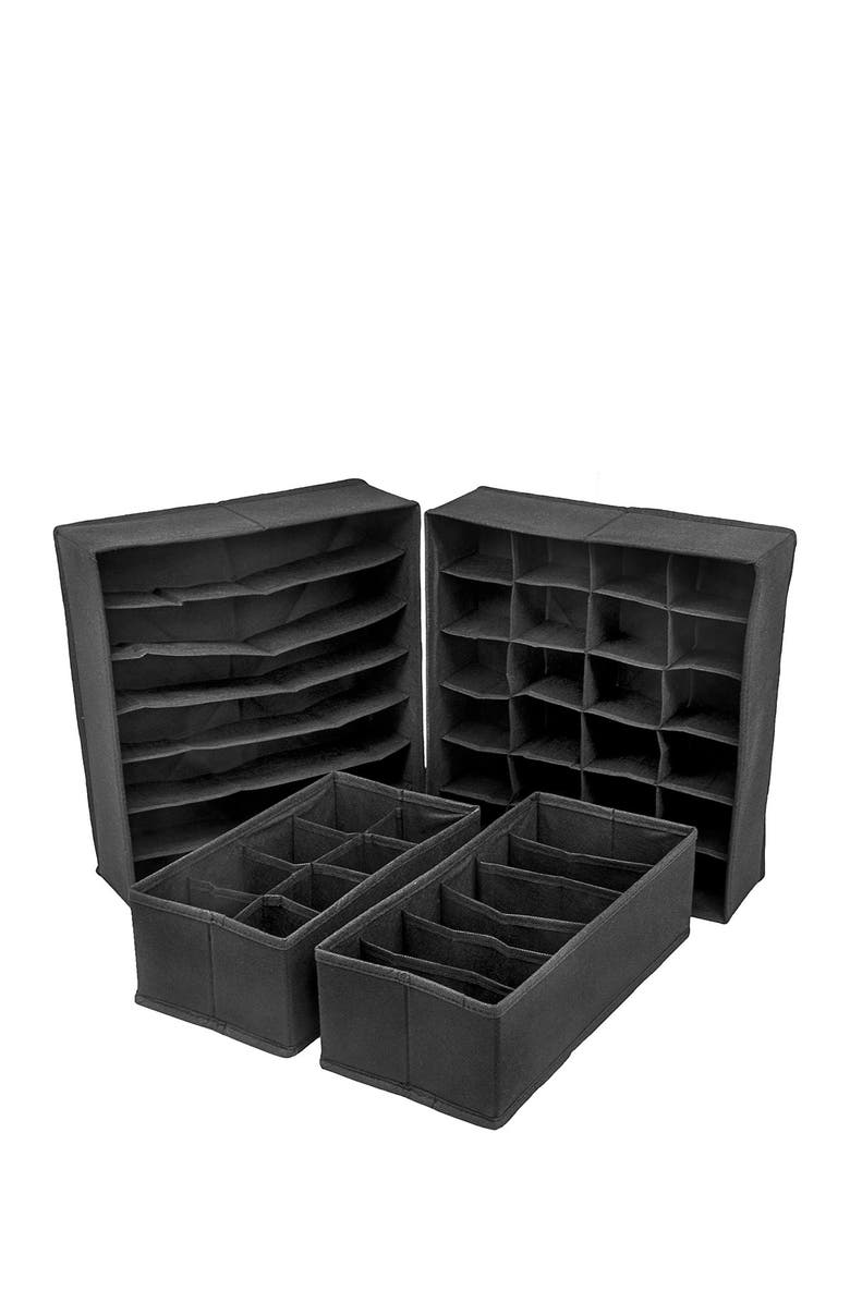 SORBUS Foldable Drawer Dividers, Storage Boxes, & Organizer - Set of 4 - Black, Alternate, color, 