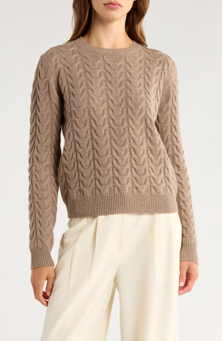 Max Mara Aramis Cashmere Cable Knit Sweater, Main, color, Camel