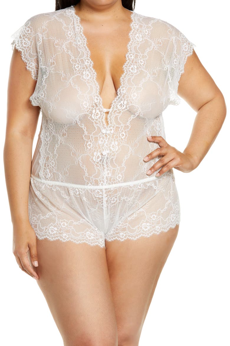 Lace Romper, Main, color, WHITE