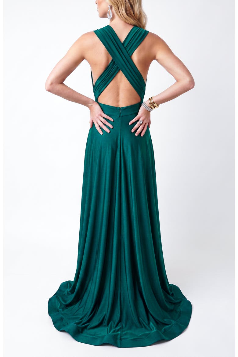 Infinite Convertible Halter Neck A-Line Evening Gown, Alternate, color, Forest Green