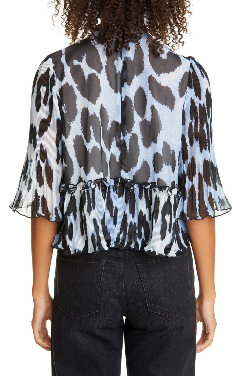 Ganni Pleated Georgette Blouse, Alternate, color, 