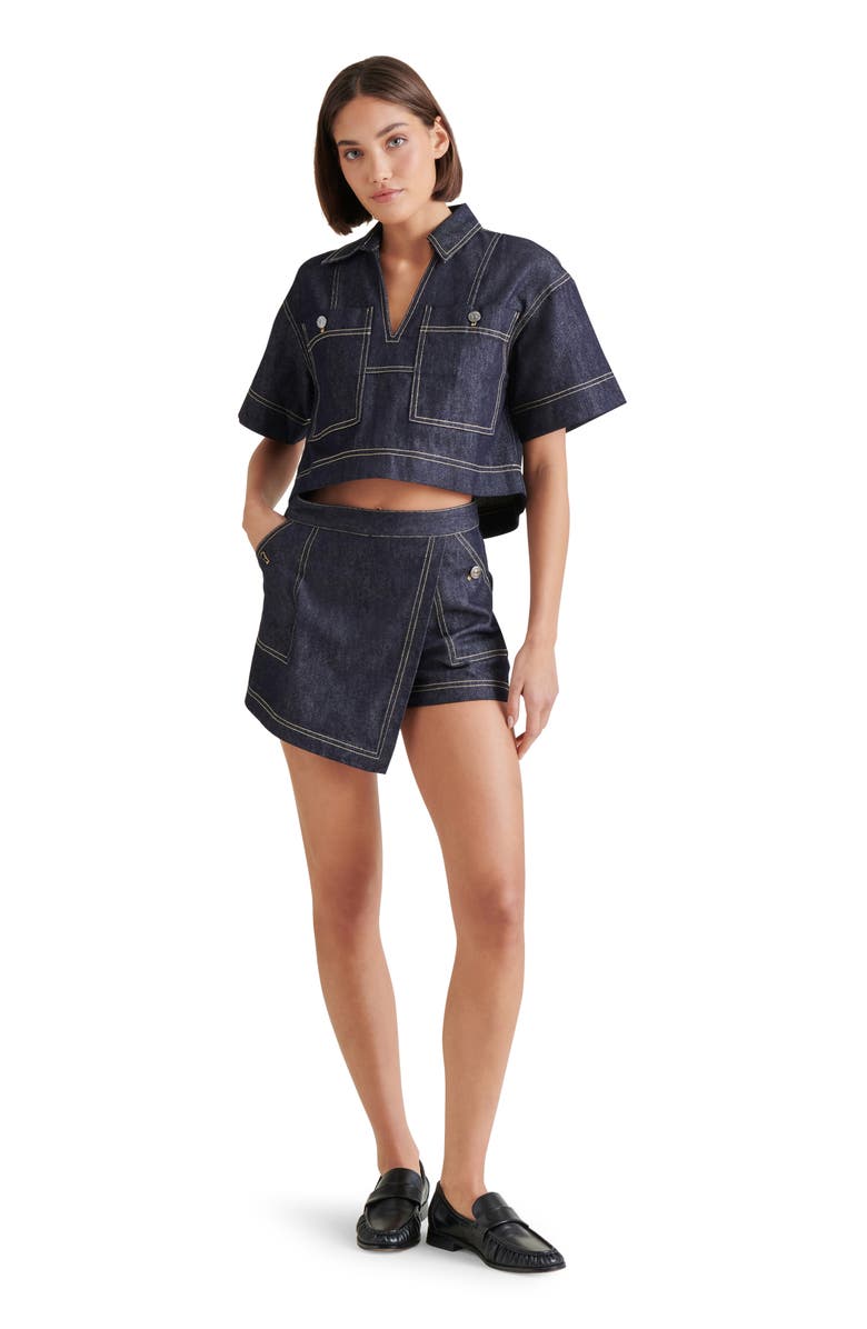 Steve Madden Milena Denim Wrap Miniskort, Alternate, color, 