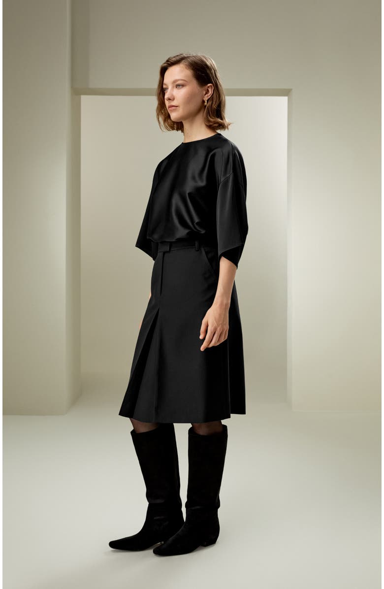 Lilysilk Relaxed Silk Crewneck Blouse, Alternate, color, Black