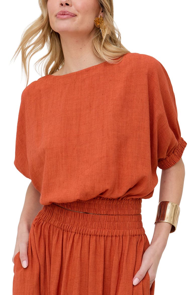 Poppy Boat Neck Top, Main, color, Orange
