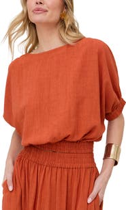 Raffya Poppy Boat Neck Top