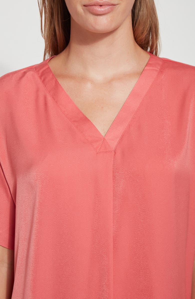 Lysse ́ Stevie V-Neck Satin Top, Alternate, color, Coral Touch